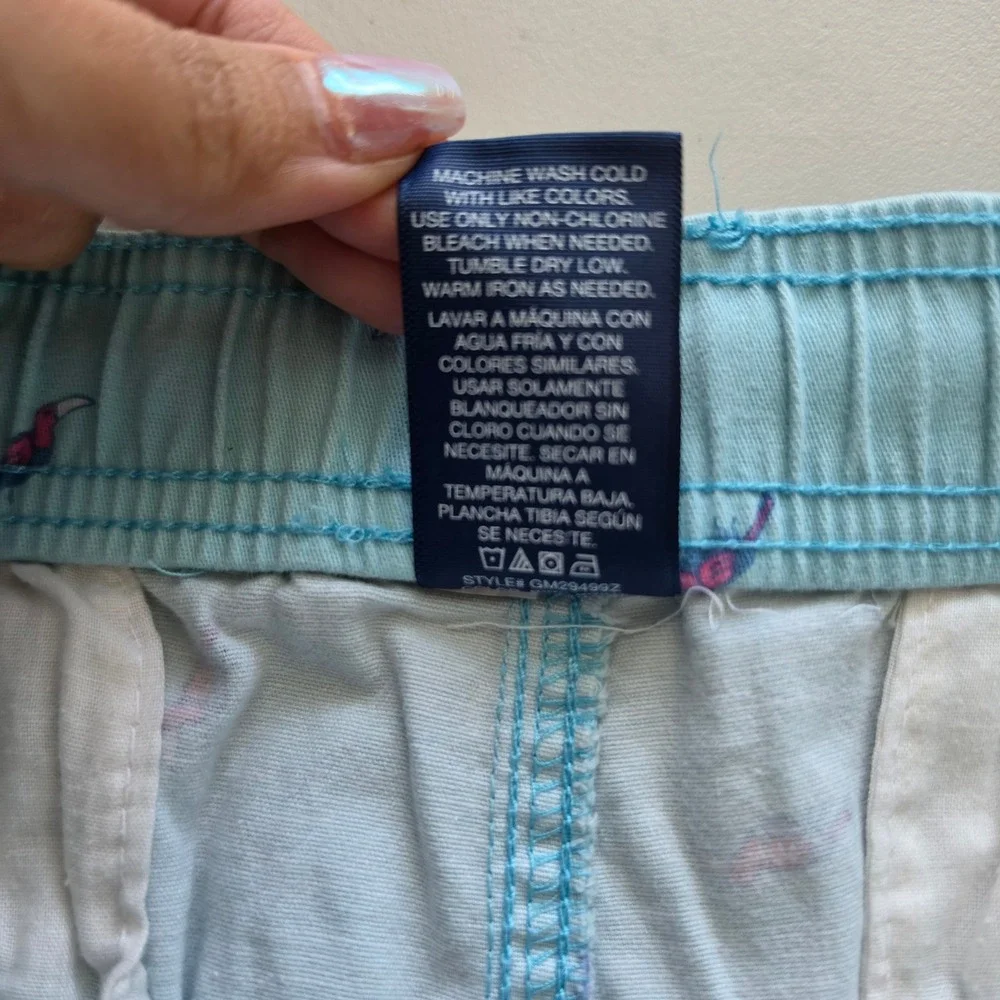 George Shorts Men M Blue Toucan Print Casual Elastic Waist Drawstring Cotton